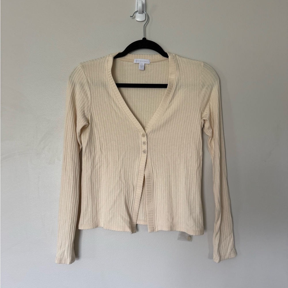 Beyond Yoga Cream Ribbed Women's Cardigan